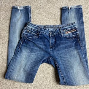 Stylish Rerock for Express Jeans, Distressed, Skinny, Size 8/EUR 29